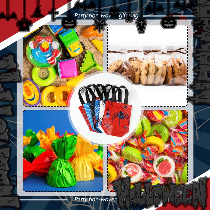 GliCraft 40 Pcs Spider Party Favor Bags Spider Web Goodie Bags Spider Non-woven Bags Bulk with Handles Reusable Birthday Treat Candy Bags for Spider Birthday Party Favor 7.87 x 7.87 x 3.54 Inches - Image 5